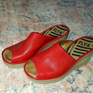 Red Wedge sandals 8